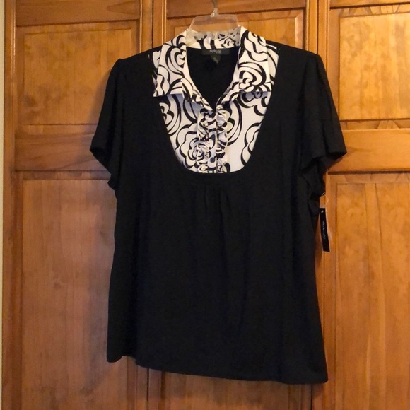 NWT Style & Co Black & White Blouse 2X - Picture 1 of 4